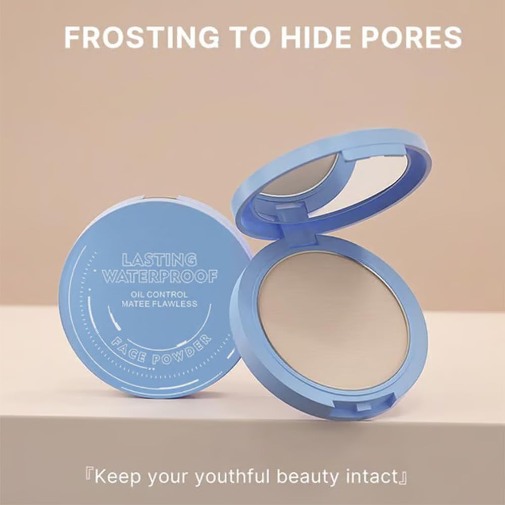 Beauty Powder Cake For Makeup Hold, Face Powder Waterproof Sets Makeup, Matte Perfection Pressed Powder, Long Wearing, Oil & Shine Control for All Skin Tones (#2, 1)