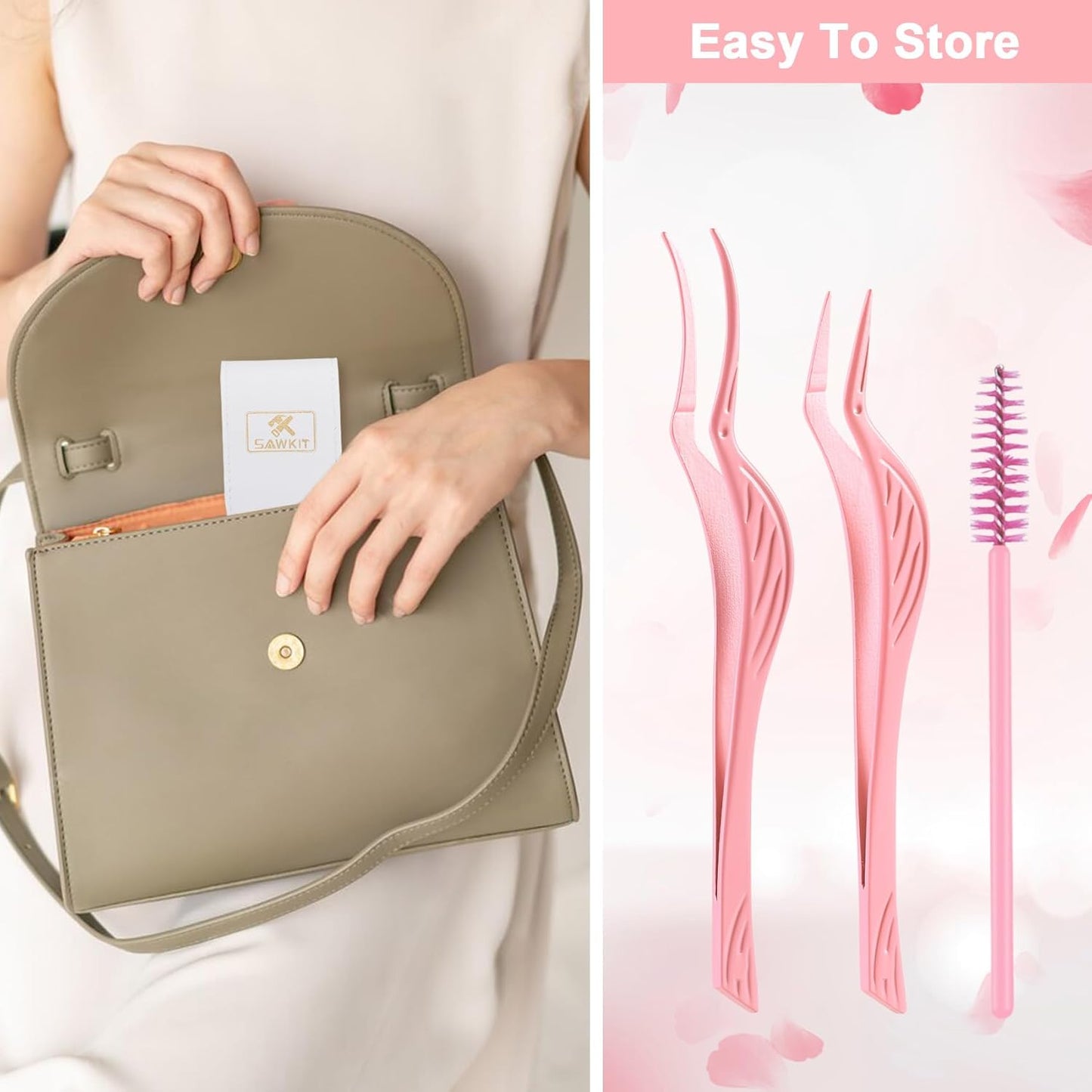 Eyelash Applicator Tool 3-pcs Lash Applicator Tool Set with Eyelash Extension Tweezers, Brush – Professional Eye Lash Applicator Tools for DIY Eyelash Extensions, Cluster Lashes