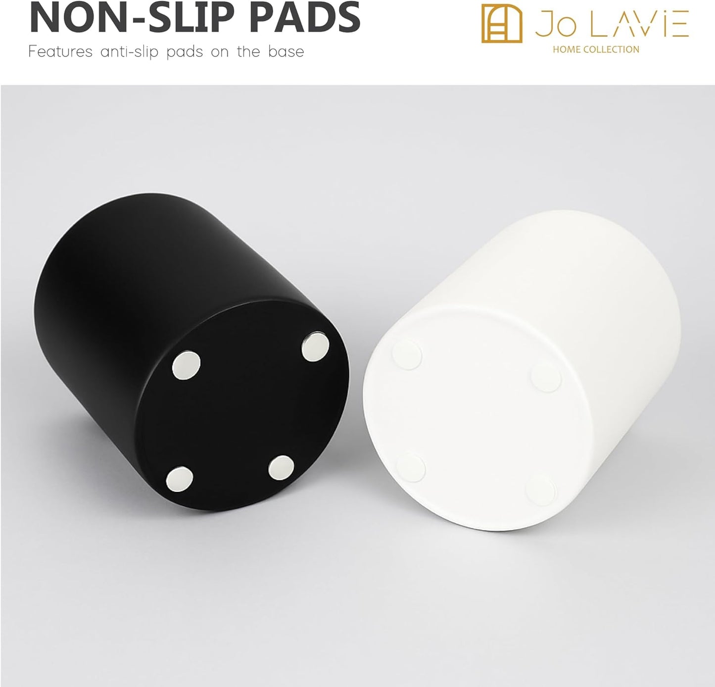 Cotton Swab Holder Bathroom Organizer – Bathroom Canisters with Lids Cotton Pad Holder for Countertop, Vanity – Luxury Apothecary Jars with Lids Hold Swabs, Makeup Pads (White)