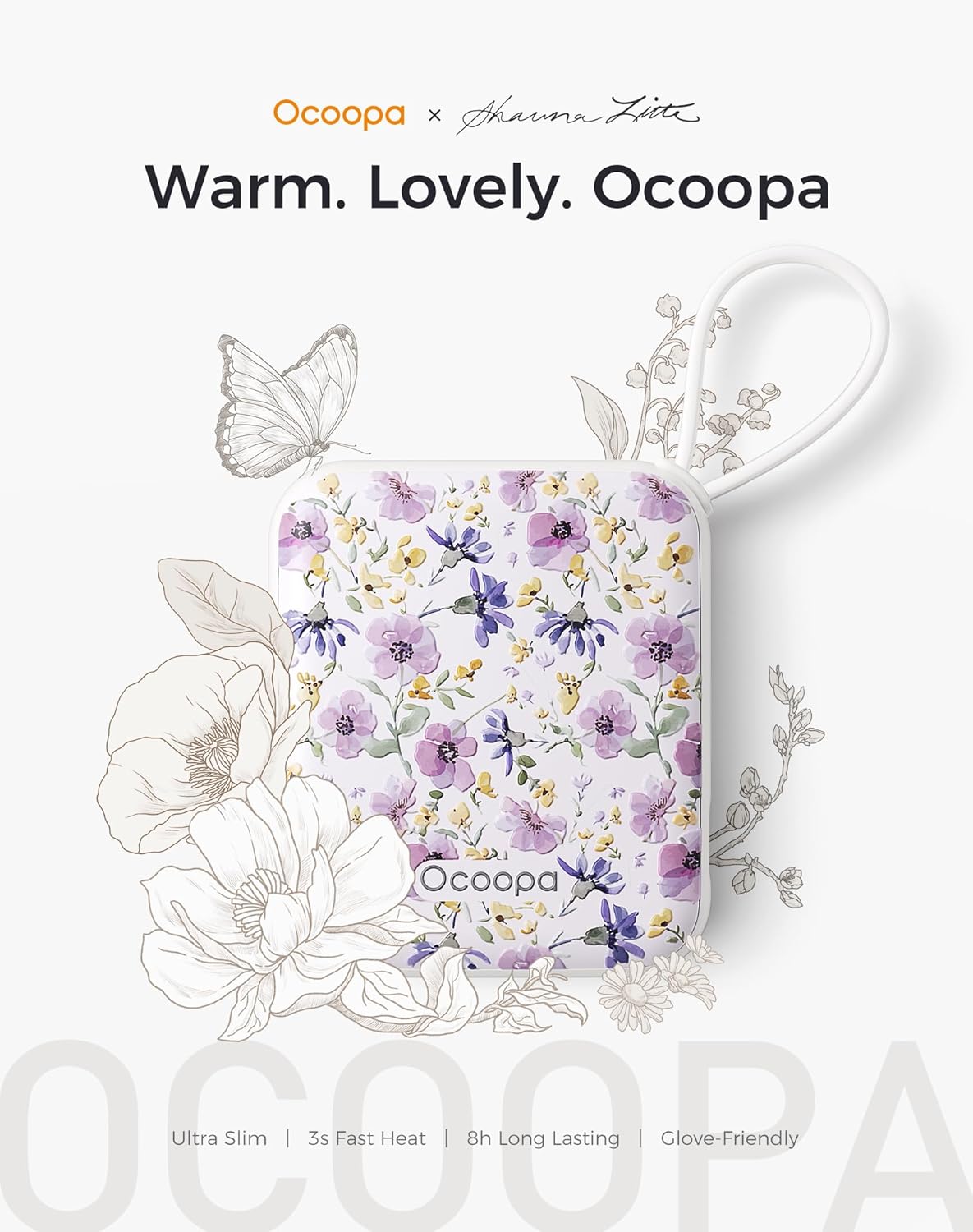 OCOOPA Hand Warmers Rechargeable, Smart Temp Control 7H*2 Long Safe Heat, Ultra Slim, Pocket-Size Design That Fits Gloves, Gifts for Women, Outdoor, Office, Commute (UT5 Nano)