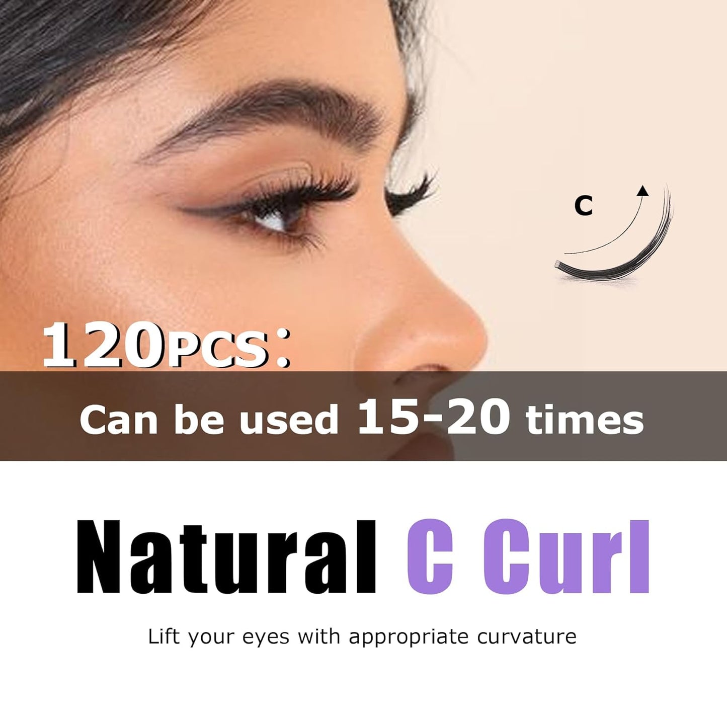 GAQQI Lash Clusters, Eyelash Clusters 120PCS C Curl Individual Lashes, Wispy Cluster Eyelash Extension 14mm Only, Natural Looking Cluster Lashes (GQ03, C Curl, 14mm)
