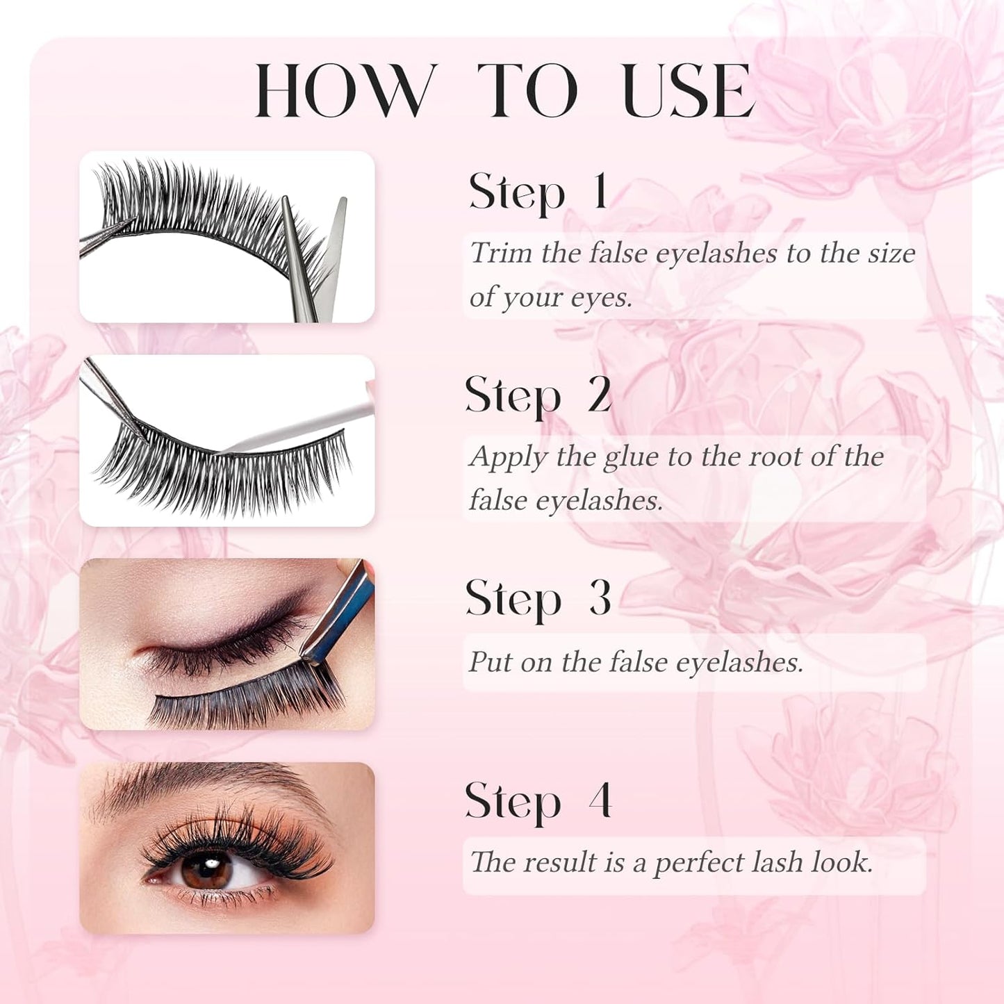 FADLASH False Eyelashes Natural Look Cat Eye Lashes Wear Comfortable Black Fake Lashes with Thin Band, Pack 10 Pairs, BY003