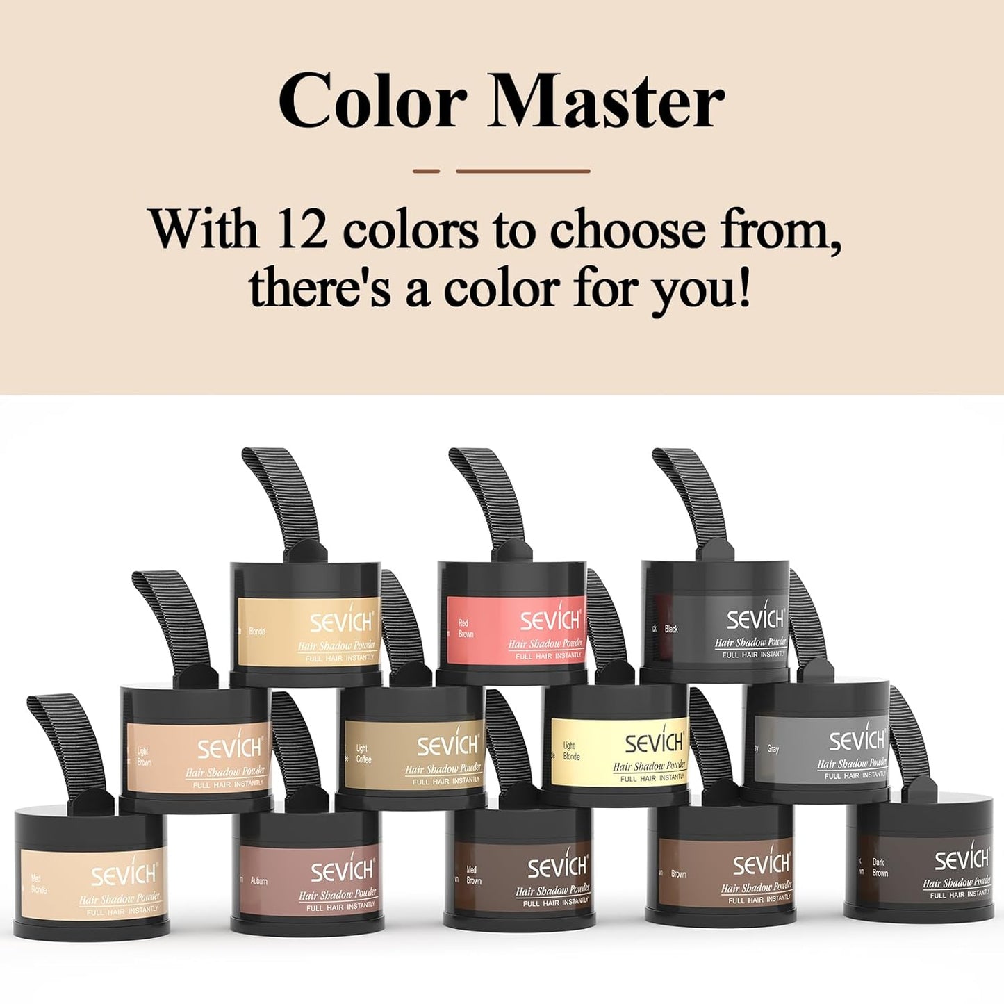 Sevich Hairline Powder,Instantly Conceals Hair Loss, Root Touch up Powder, Hair Shadow Toppers for Women & Men, Touch Up for Thinning Gray Hair, Windproof & Sweatproof, Medium Brown