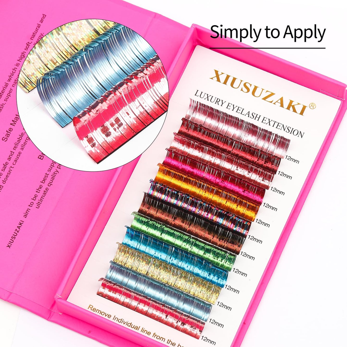 Glitter Spike Tinsel Eyelash Extensions 0.07 Colored Lashes Extension D Curl Lashes 11mm Lash Extensions Soft False Eyelashes Volume Lashes 12 Rows Professional Use(Glitter,0.07-D,11mm)