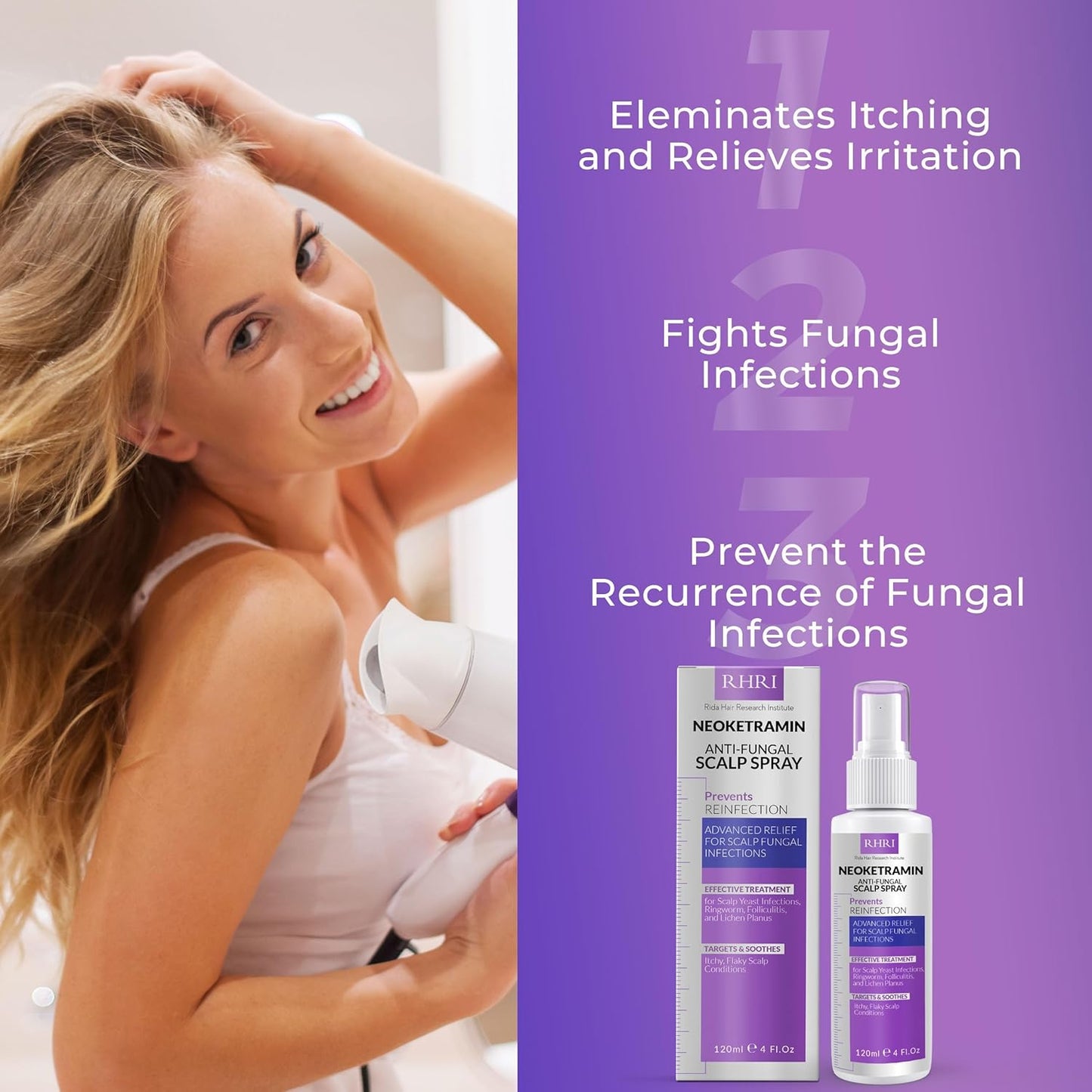 Neoketramin Anti Fungal Scalp Spray | Dandruff Treatment for Dandruff, Psoriasis & Folliculitis | Antifungal & Itchy Scalp Treatment for Dry, Irritated Scalp | Relief for Yeast Infections & Ringworm