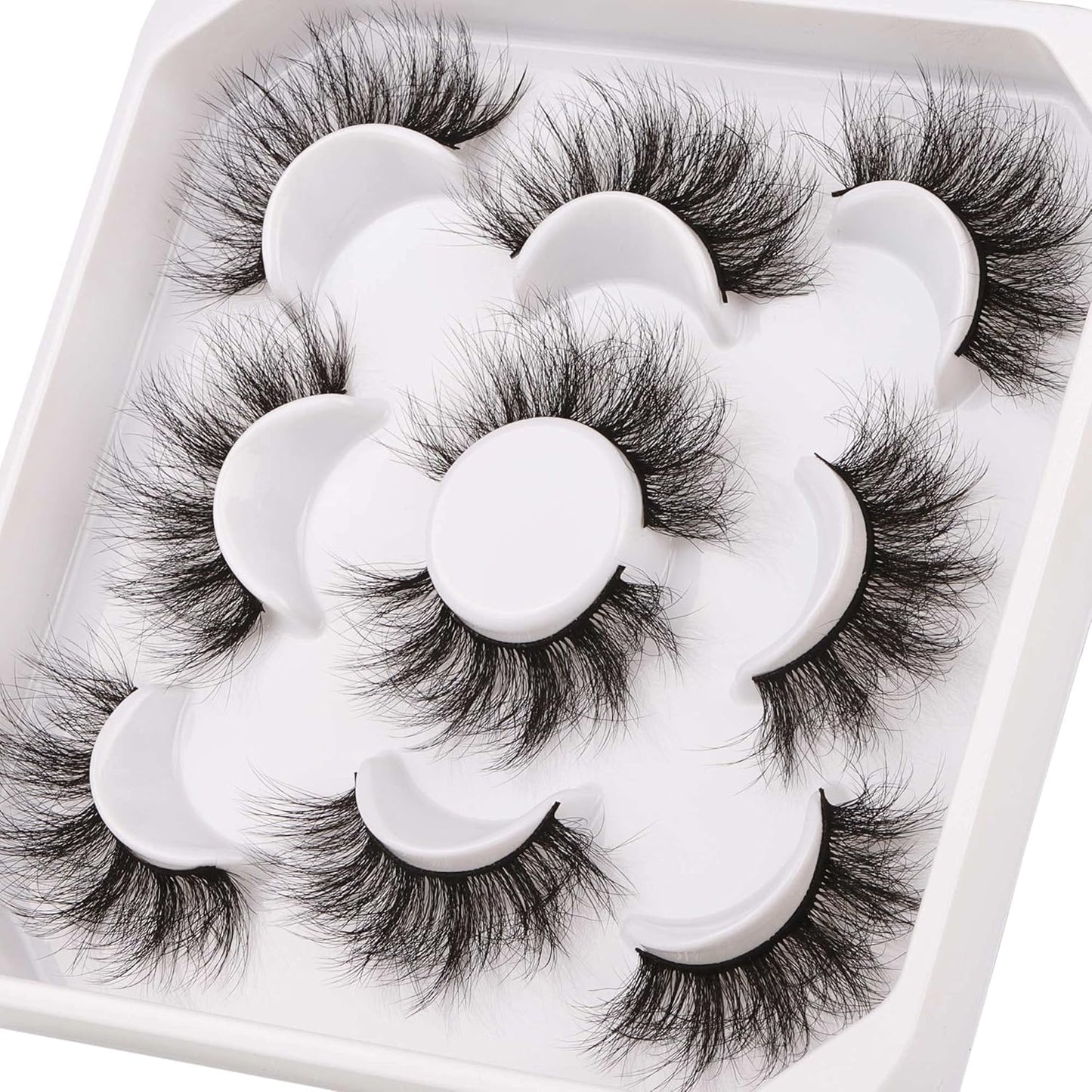 JIMIRE Flare Mink Lashes Fluffy Wispy False Lashes Pack Fluttery 10D Multi-dimensional Volume False Eyelashes 5 Pairs