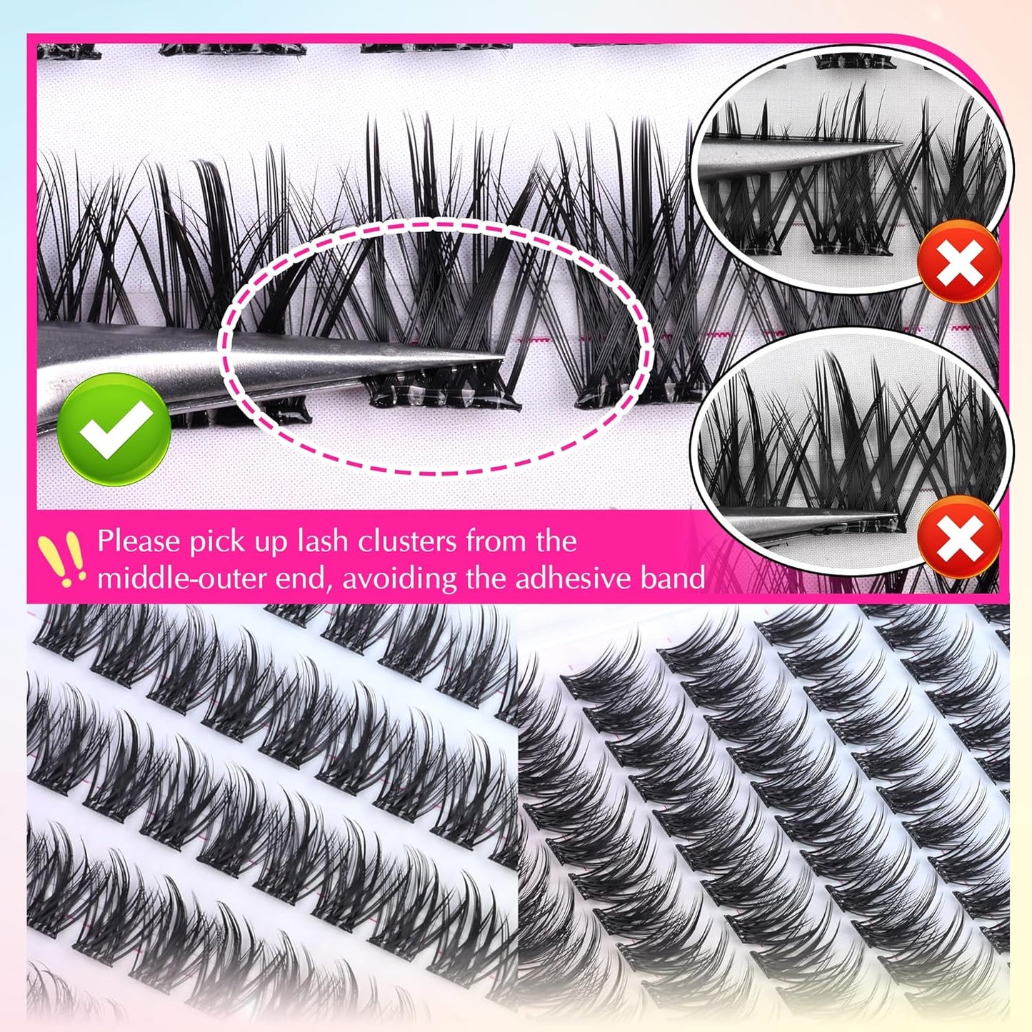 Self Adhesive Eyelashes Wispy Self Adhesive Lash Clusters Natural Lashes Clusters Pre Glued Eyelash Clusters C Curl Cluster Eyelash Extensions Press on Lashes No Glue Needed Reusable 10-16mm