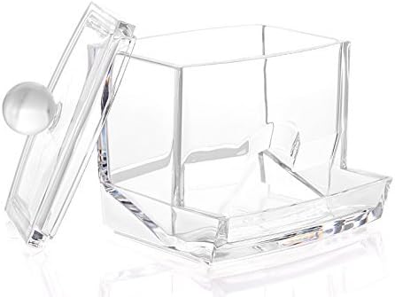 Sooyee Qtip Holder Restroom Organizer,Acrylic Q Tip Storage Organizer,Cotton Swab Holder,Qtip Dispenser,Clear