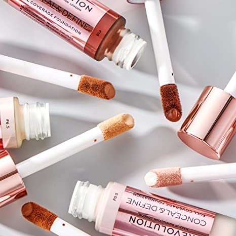 Makeup Revolution Conceal & Define Foundation, Cream Foundation Makeup, Full Coverage, For Medium Skin Tones, Vegan & Cruelty-Free, F10, 23ml
