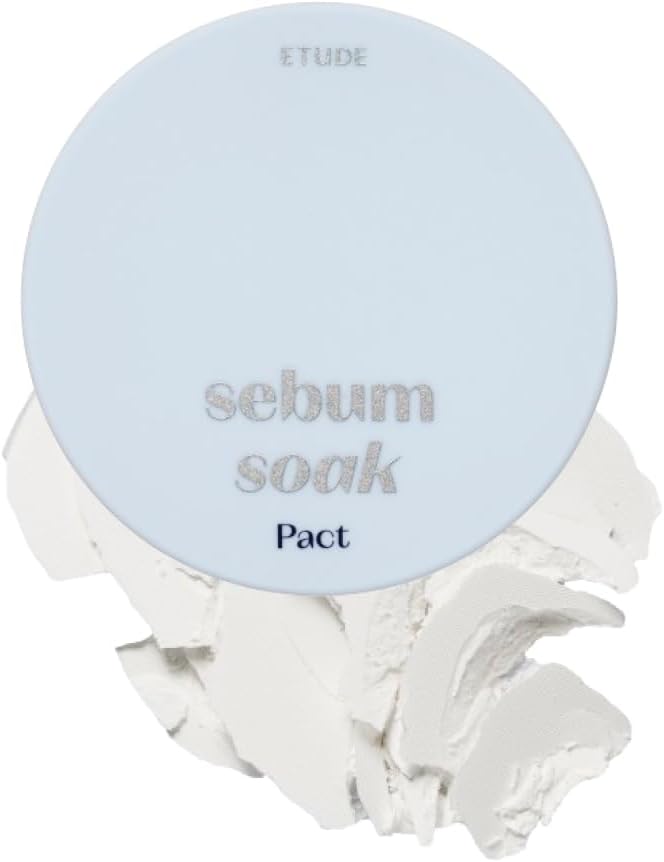 ETUDE Sebum Soak Pact (23AD) | Facial Oil Control and Soft Skin with This Mineral Powder That Absorbs Sebum for a Matte Face | K-Beauty