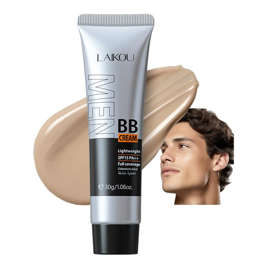 AKARY Hydrating Men BB Cream SPF 15 PA++, Full-Coverage Foundation&Concealer, Mens Face Moisturizer Cream Evens Skin Tone, Oil Control and Cover Flaws, Natural Finish for All Skin Types, Natural 240