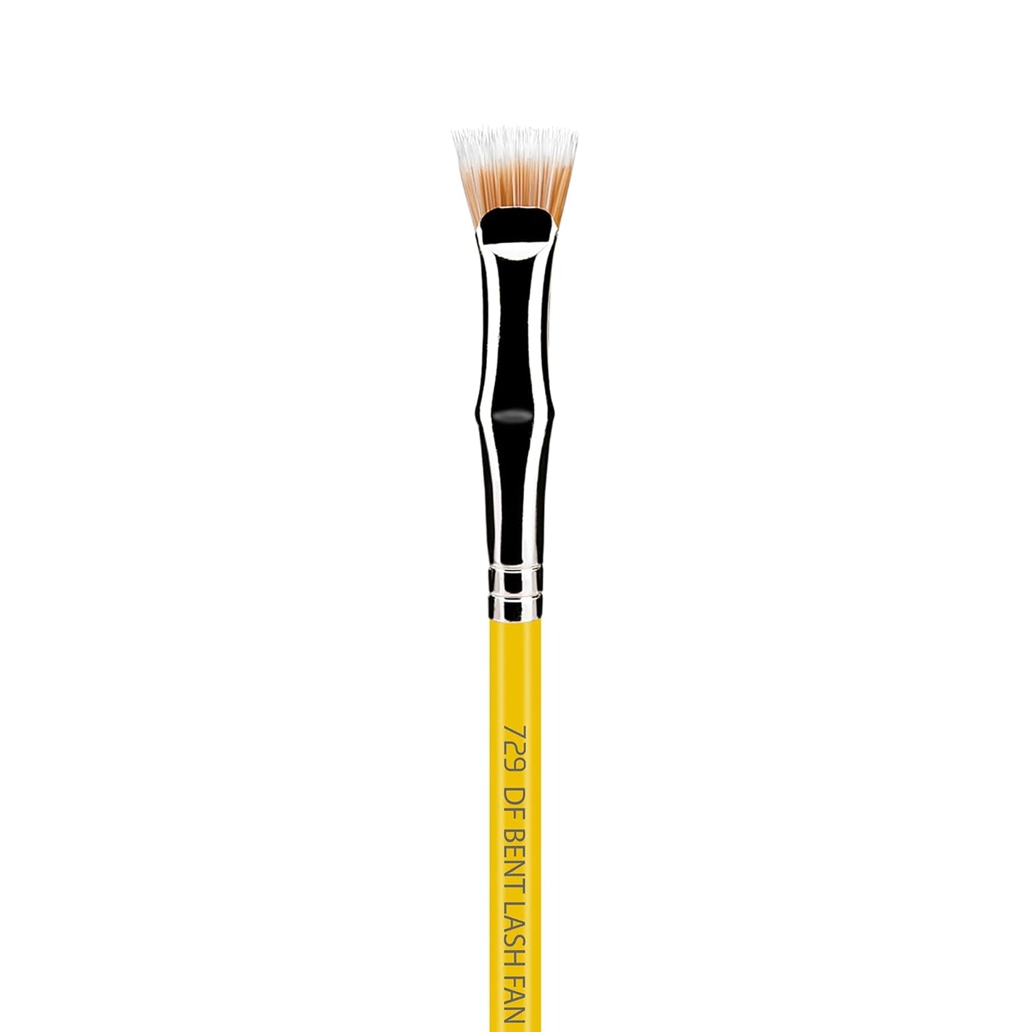 Bdellium Tools Professional Makeup Brush - Studio Series 729 Duo Fiber Bent Mascara Fan - With Soft Synthetic Fibers, For Applying Mascara (Yellow, 1pc)