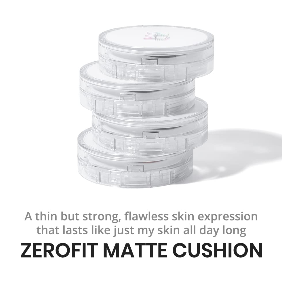 S2ND Zero Fit Matte Cushion Natural Coverage Foundation Air Cushion, Long-Lasting Hydrating Compact (#Pure Light (#17~19))