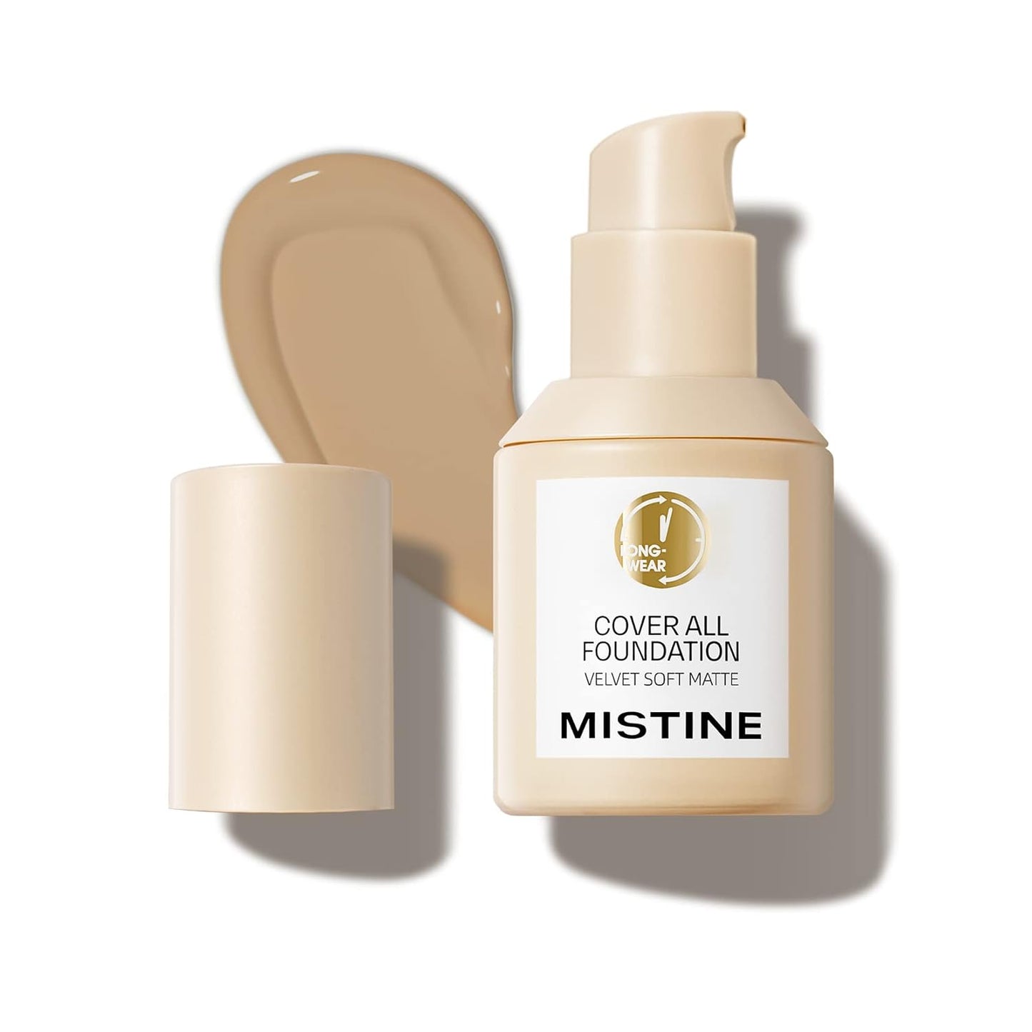 MISTINE Full Coverage Foundation Makeup for Oily Skin,24 Hour Oil Control Liquid Foundation,Skin-Caring,Moisturizing Formula,Cream Foundation,Matte Finish,Natural Beige,1 Fl Oz