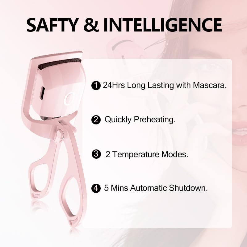 Heated Eyelash Curler with USB,Fast Heat up & 24H Long-Lasting,Rechargeable Electric Lash Curlers,Temperature Control,Safe Anti-Burn Quick Natural Curling Eye Lashes,Orange