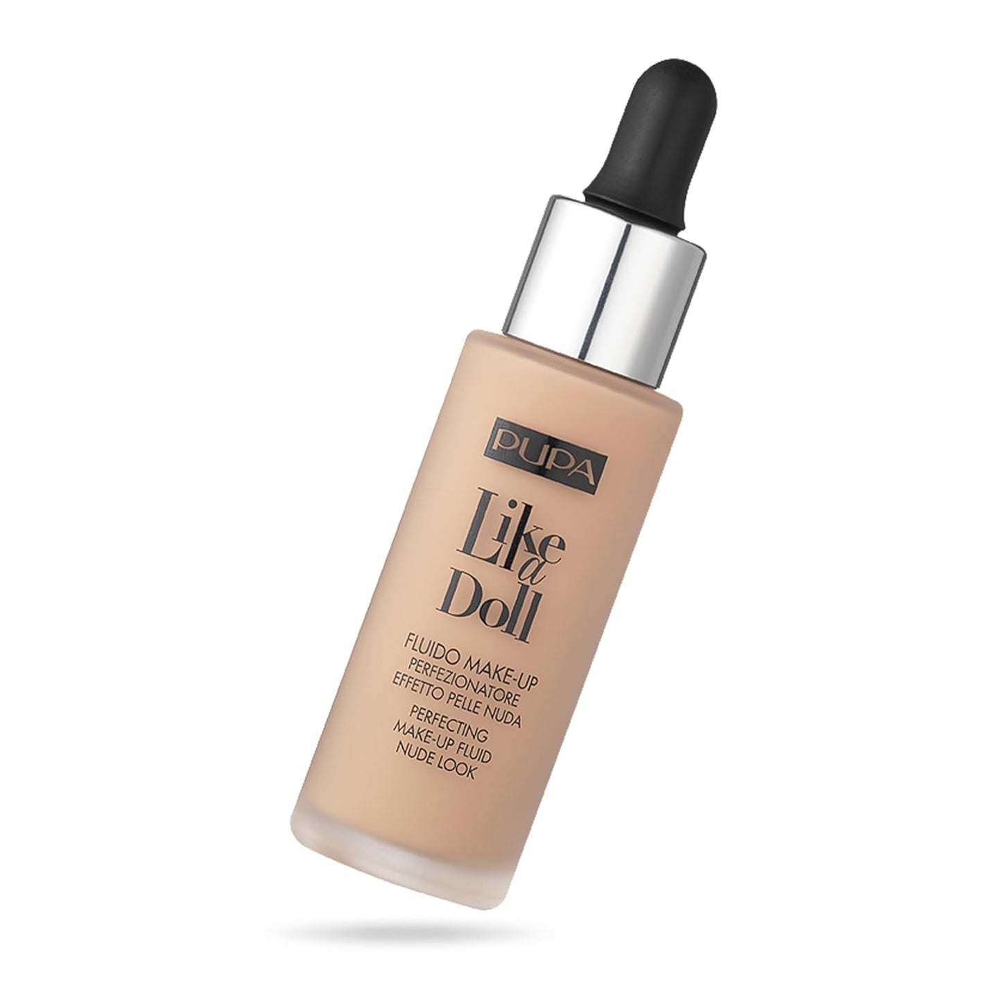 PUPA Milano Like A Doll Perfecting Make-Up Fluid Nude Look Foundation - Light Texture - Natural, Radiant Results - Nude Skin Effect - For All Skin Types - Blends Perfectly - Light Beige - 1.01 Oz