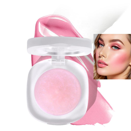 Cream Blush Makeup, Natural Pink/Black Glossy Face Blusher, Color Changing Cream Blush for Cheek and Lip Tint, Blendable Formula, Matte and Dewy Finish Lightweight Blush Makeup (Pink Glitter, One)