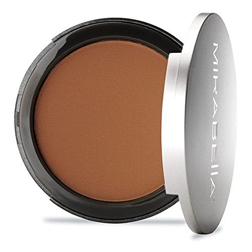 Mirabella Pure Press Powder Foundation Makeup, HD Finish Buildable Mineral Foundation for Sensitive Skin and All Skin Types with Age-Defying Benefits, Jojoba and Triglyceride, Dark V