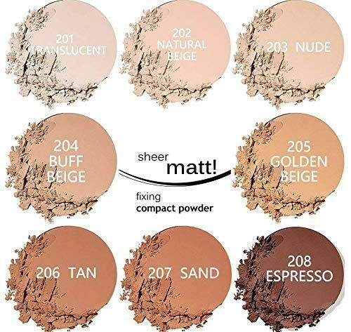 AQUAPURITY PHOERA Sheer Matte Compact Powder Fixing Powder Makeup Base Fixer Setting Powder Foundation Fixing Compact Pressed Powder Long Lasting Make Up Fixer Skin Vitamin E Beauty Blender (203 NUDE)