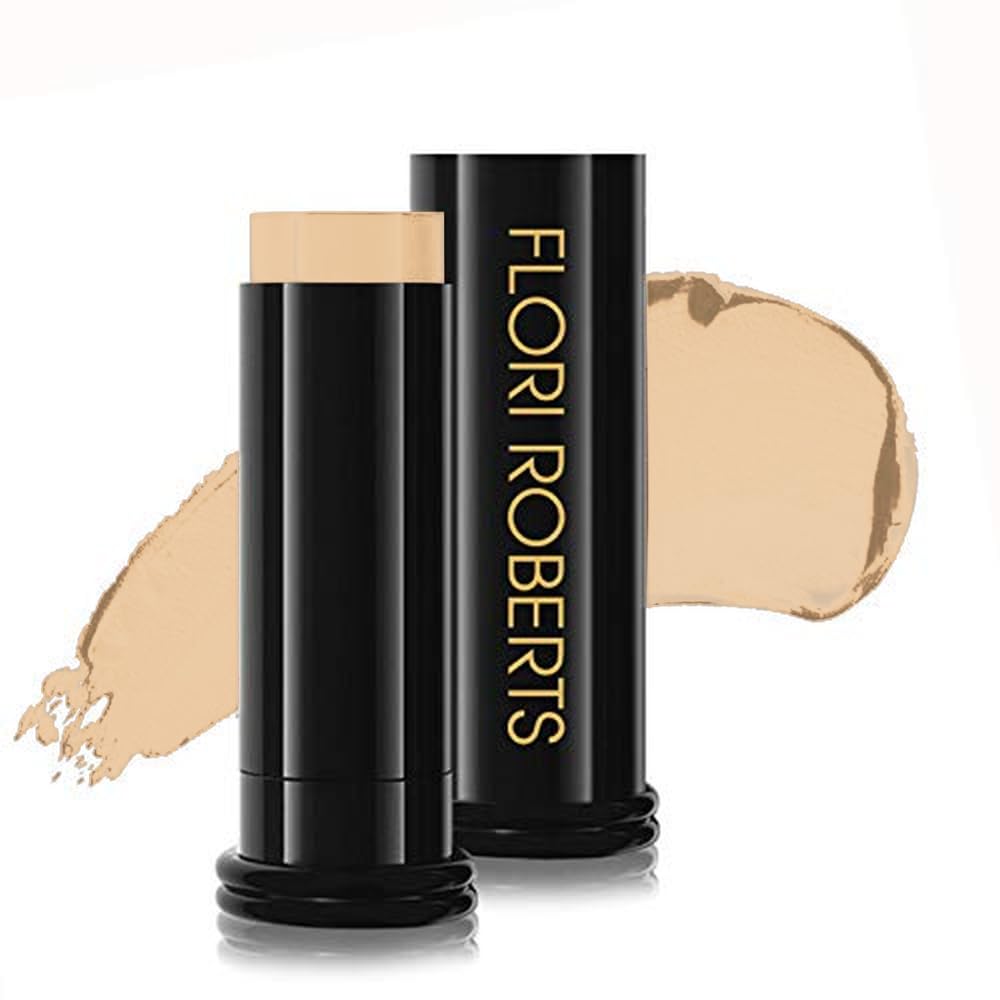 Base Strokes Crème Foundation Stick by Flori Roberts, Full Coverage for Women of Color or Deeper Skin Tones, Long Lasting Makeup, Natural Finish, Complexion Concealer & Corrector