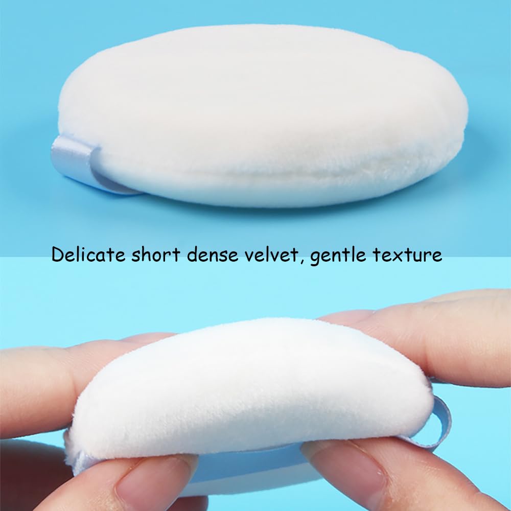 Ultra Soft Powder Puff and Container 3.3" High Density Velvet Dusting Washable Reusable Powder Puff,Body Powder Puff and Glass Jar Holder Loose Powder Box with Puff for Face Makeup(Pink)