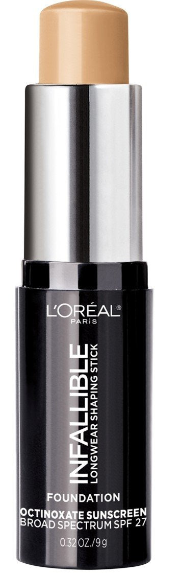L'Oreal Paris Makeup Infallible Longwear Shaping Stick Foundation, 406 Warm Beige, 1 Tube, 0.32 Ounce