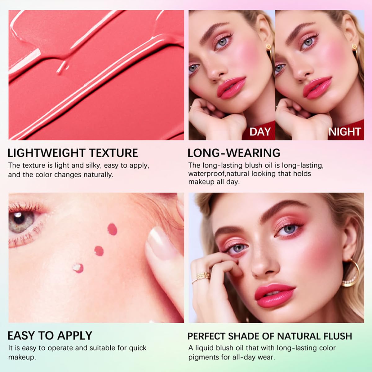 Color Changing Blush Oil, Skin's Natural PH Changing Blush for Dewy, Lightweight & Waterproof & Moisturizing Formula, Lasting Hydrating Rouge for All Skin, Easy To Blend, 6.5ml (Pink)