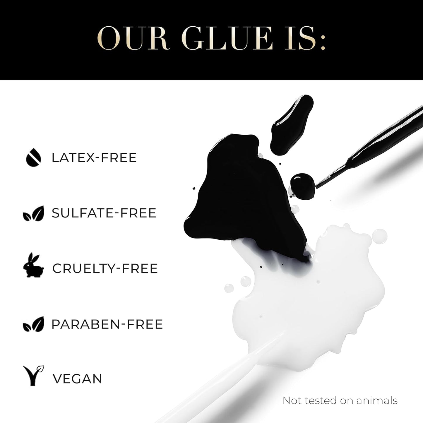 Lilly Lashes Black Eyelash Glue, Brush On Lash Glue for False Eyelashes, Eyelash Extension Glue for Fake Eyelashes, Latex Free Lash Adhesive for Eyelash Extensions, Pair with Lilly Lashes