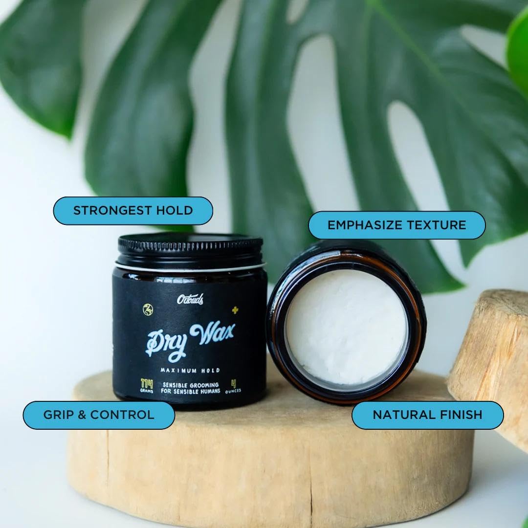 O'Douds Dry Wax - Natural, Dry & Malleable Styling Hair Wax - Strong Hold with a Neutral Finish - Bergamot & Green Tea Scent (4oz.)