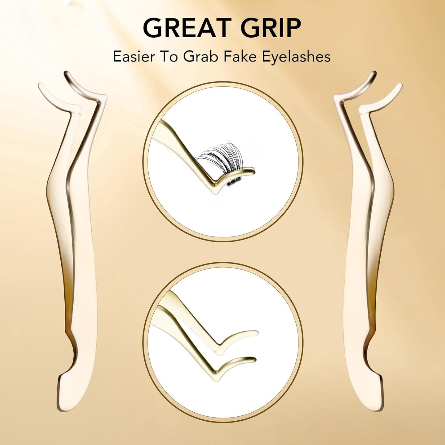 GOLLEE Eyelash Applicator Tool DIY Cluster Lash Tweezers Curved Eyelash Tweezers for Easy Lash Application and Removal, DIY Lash Applicator Tweezer For Strip Lashes Clusters Lash