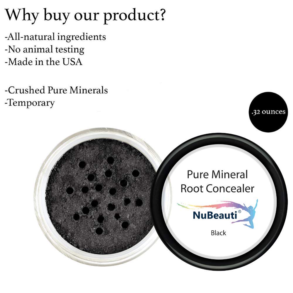 Root Touch Up Powder - 11 True-to-Nature Hairline Concealer Shades - No Fragrance, Talc or Parabens - Hair Cover by NuBeauti (Without Brush, Black)