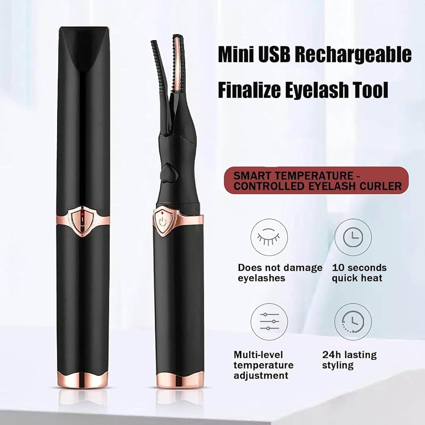 Electric Eyelash Curlers, 2025 New Heated Eyelash Curler, Eyelash Curler for Women, with 8s Fast Heating, 3 Adjustable Temperatures, USB Rechargeable for Long-Lasting Curls (2Pcs Black)