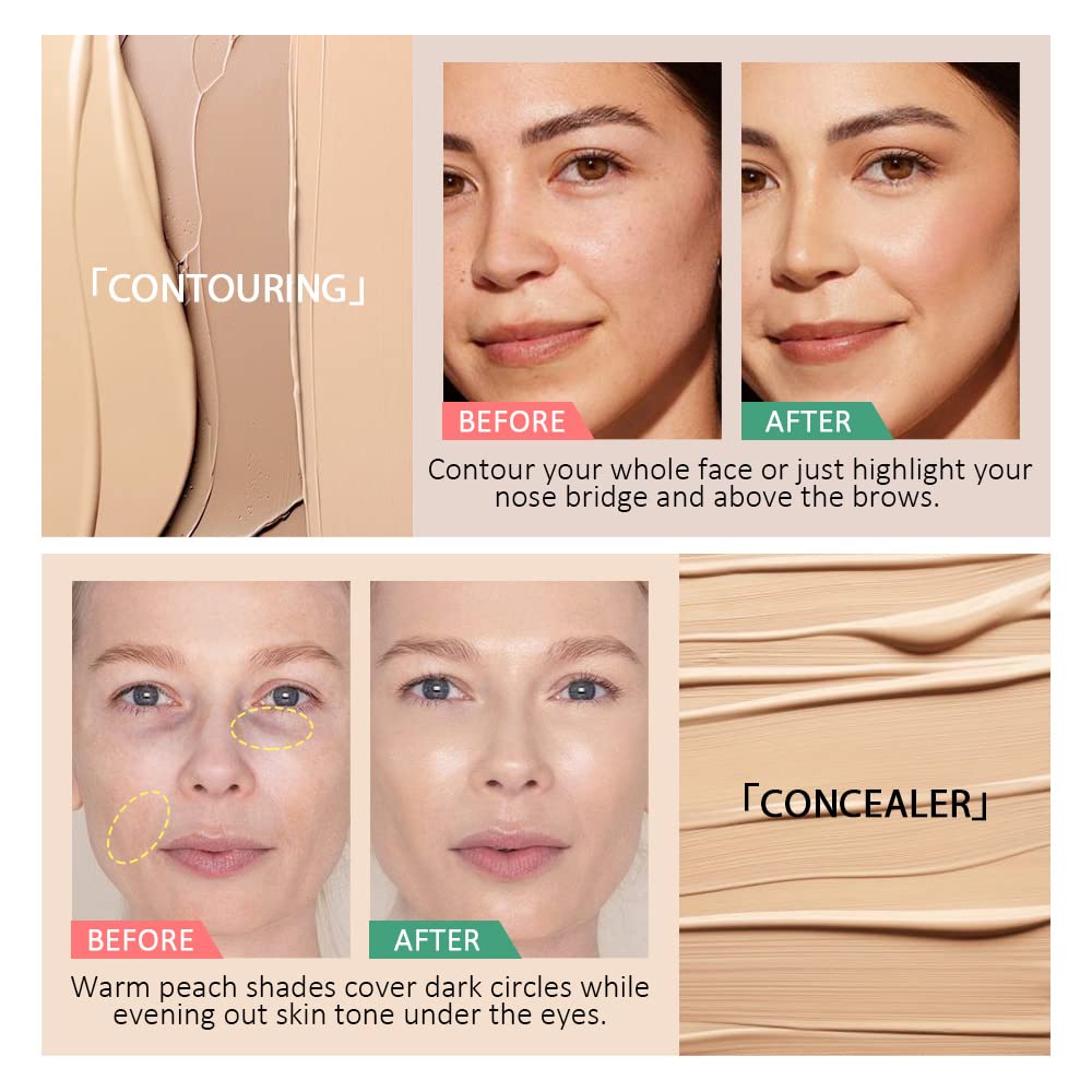 Pro 6 Color Correcting Concealer Palette Light Medium Cream Contouring Makeup for Corrects Dark Circles Red Marks Scars.Beige Creamy Concealer for Mature Skin.Longwear&Waterproof (Netural)