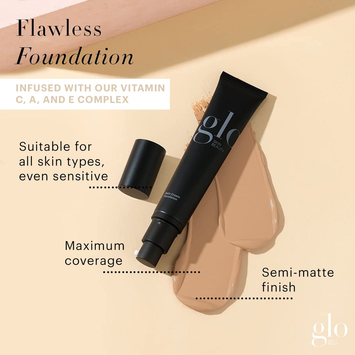 Glo Skin Beauty Satin Cream Foundation Makeup for Face, Honey - Full Coverage, Semi Matte Finish, Conceal Blemishes & Even Skin Tone
