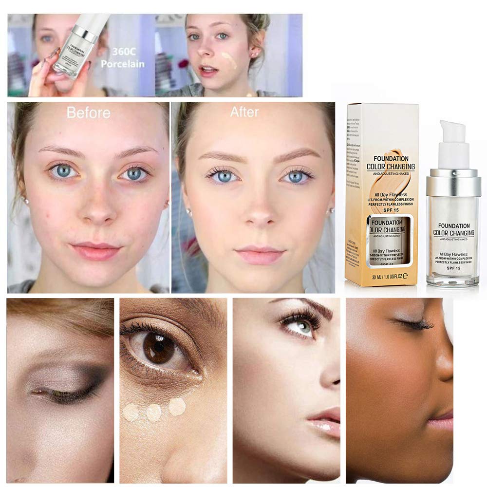 TLM Concealer Cover Cream, Flawless Colour Changing Foundation Makeup, Warm Skin Tone Foundation liquid Base Nude Face Moisturizing Liquid Cover Concealer for Women and Girls