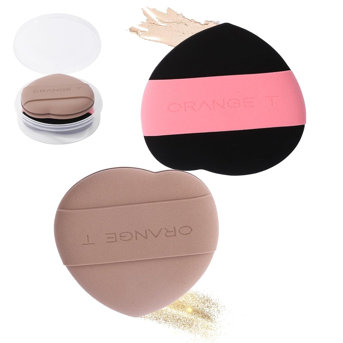 Lilystar 2Pcs Powder Puff Face Soft Makeup Sponge, Soft Triangle Powder Puffs Makeup Sponge Applicator Air Cushion Powder Puff for Liquid Foundation, Cream, Powder, Concealer (Black,Brown)
