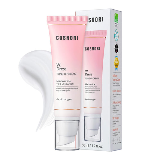 COSNORI W. Dress Tone-up Cream -Quick Skin Tone Balancer – Evens Out Complexion - No Makeup Natural Look - Long-Lasting Hydrating & Sebum Control Face and Body – Vegan, No Animal Tested – 1.7 fl. oz.