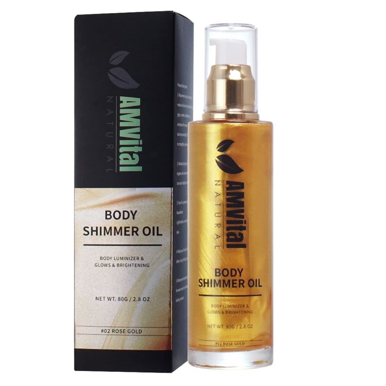 Shimmer Body Oil Rose Gold, Illuminator Highlighter for Face & Body Makeup Shine, Non-Sticky Body Moisturizing For All Skin Types, Fast Absorbing & lightweight Body Oil For Women