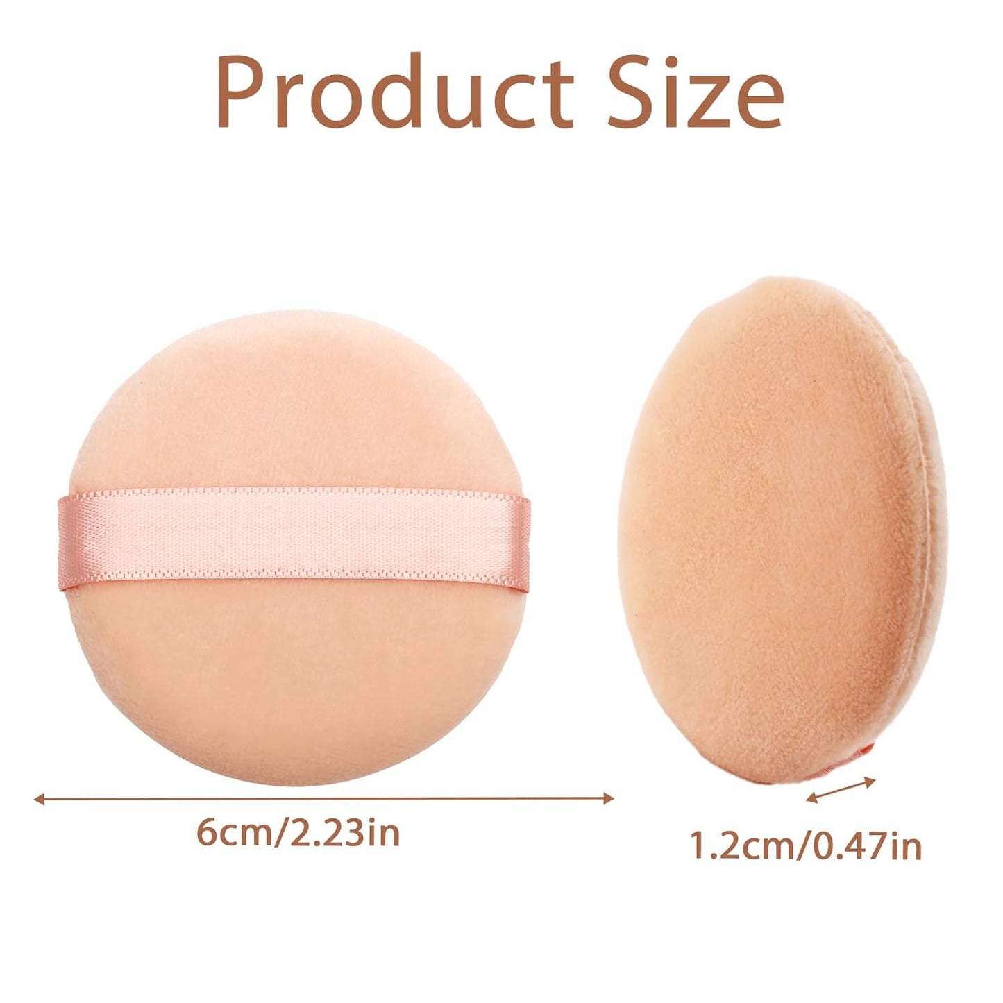 12Pcs Powder Puff for Face Powder Sponge Makeup Puffs Velour Puff with Ribbon Round Powder Puff For Loose and Foundation Replacement Makeup Tool