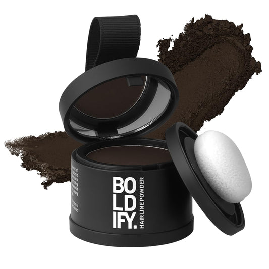 BOLDIFY Hairline Powder - Root Touch Up Hair Color for Gray Coverage - Bald Spot Concealing Hair Powder for Women & Men - 48-Hour Stain-Proof - Dark Brown