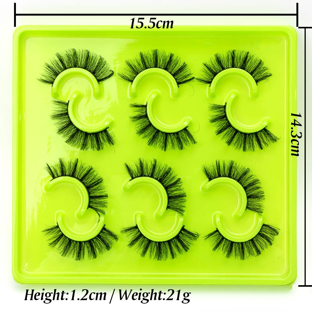 HBZGTLAD 6 Pairs Fluffy False Eyelashes Natural Faux Mink Strip 3D Lashes Pack(3DQG-104)