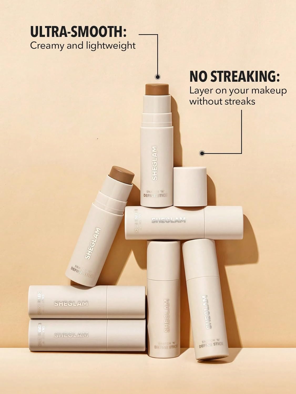 SHEGLAM Snatch 'n' Define Cream Contour Stick Long Lasting Highly Pigmented Sweat Proof Face Bronzer Makeup - Soft Tan