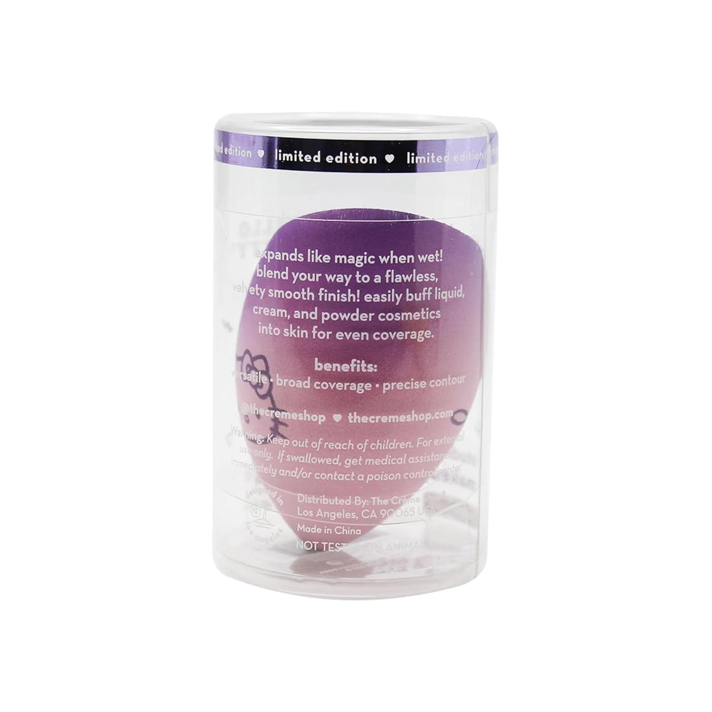 The Crème Shop X Hello Kitty Studio Flawless Finish Makeup Blending Sponge, Makeup Sponge for Foundation, Double Edged Beauty Blender Sponge (Purple)