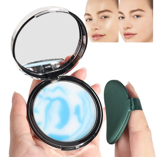 Oil-Controlled Matte Finish Powder: Silky, Skin-Adhering, Natural, Long-lasting, and Dimensional Pressed Powder Compact with Mini Powder Puff for Long-Lasting Makeup