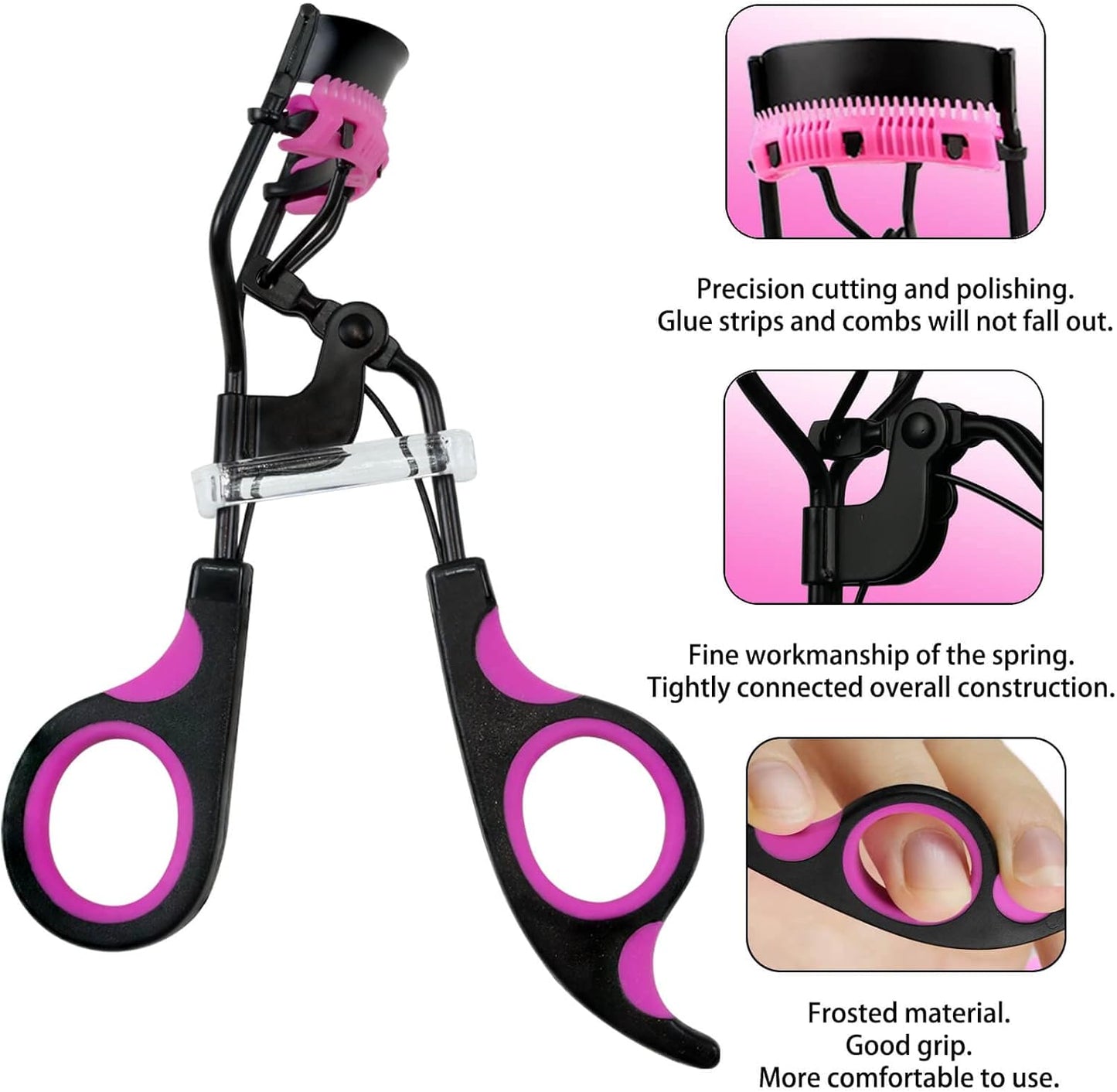Eyelash Curlers with Comb IMMER LIEBEN Lash Curler with 5 Replacement Refills, 3 Combs, 10 Seconds Curl and Lifted Lashes Black and Purple