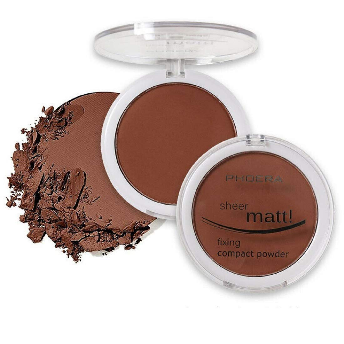 AQUAPURITY PHOERA Sheer Matte Compact Powder Fixing Powder Makeup Base Fixer Setting Powder Foundation Fixing Compact Pressed Powder Long Lasting Skin Vitamin E Beauty Blender (208ESPRESSO)