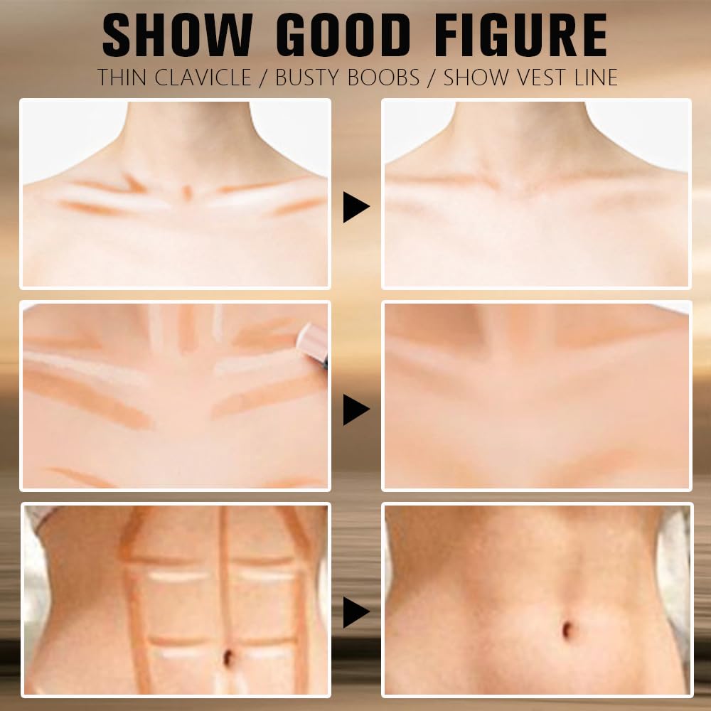 2Pcs 2in1 Cream Contour Highlighter Stick, Dual-Ended Highlighter Makeup Contour Stick, Contour Stick Dual Ended For Face Body Makeup,Long Lasting Waterproof for All Skin Tones (02+04)