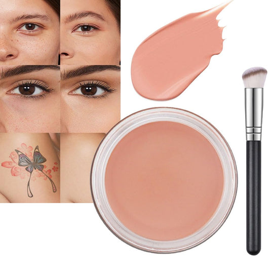 Pot Concealer with Makeup Brush Set,Tattoo Color Correcting Concealer,Full Face Color Correcting Conceal Foundation,Under Eye Concealer Brightener Dark Eye Ring corrector de ojeras (05-MEDIUM HONEY)