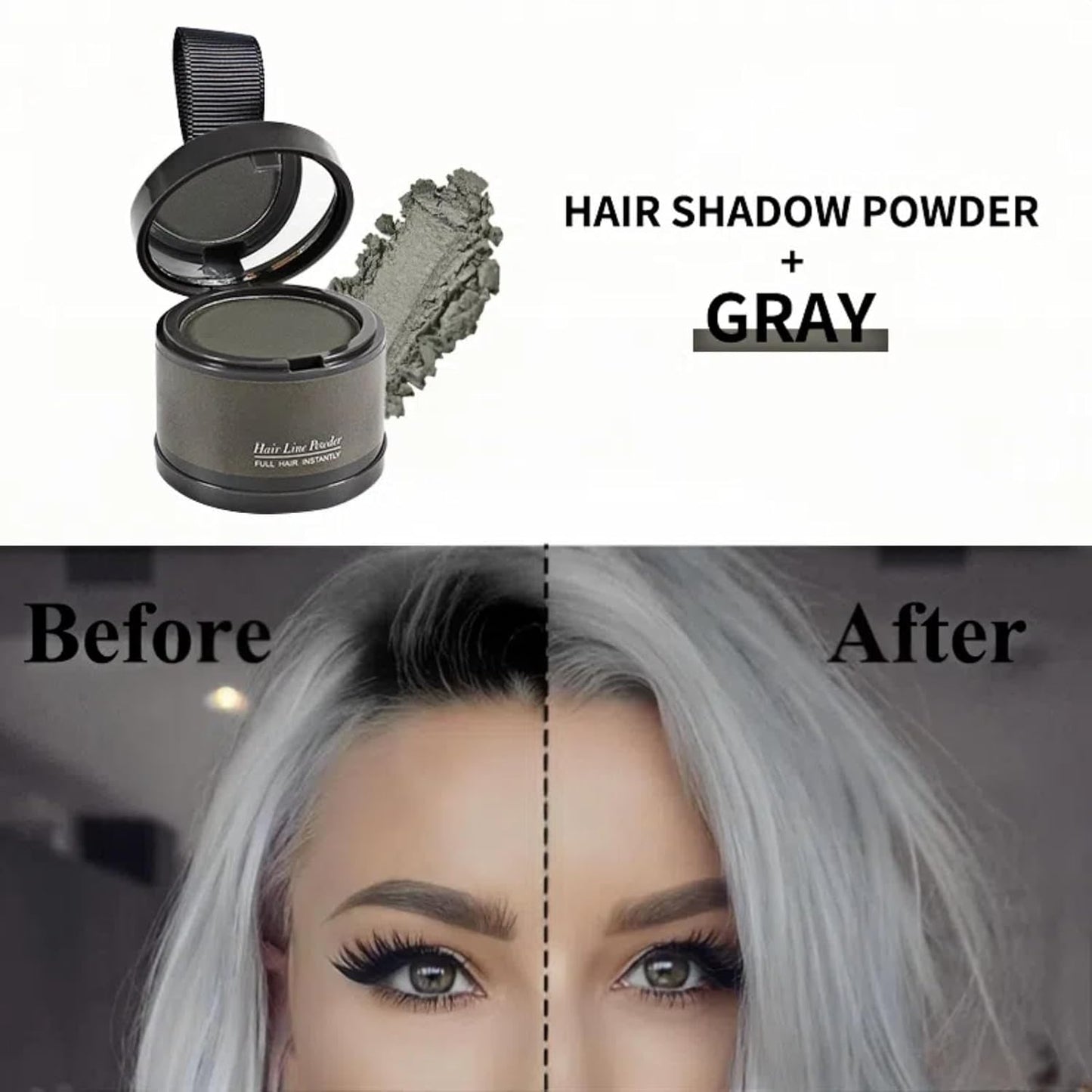 Hairline Gray Root Touch-Up Powder - Instantly Color Shadow Cover, Thin Hair Concealer, Hair Root Dye (4g)