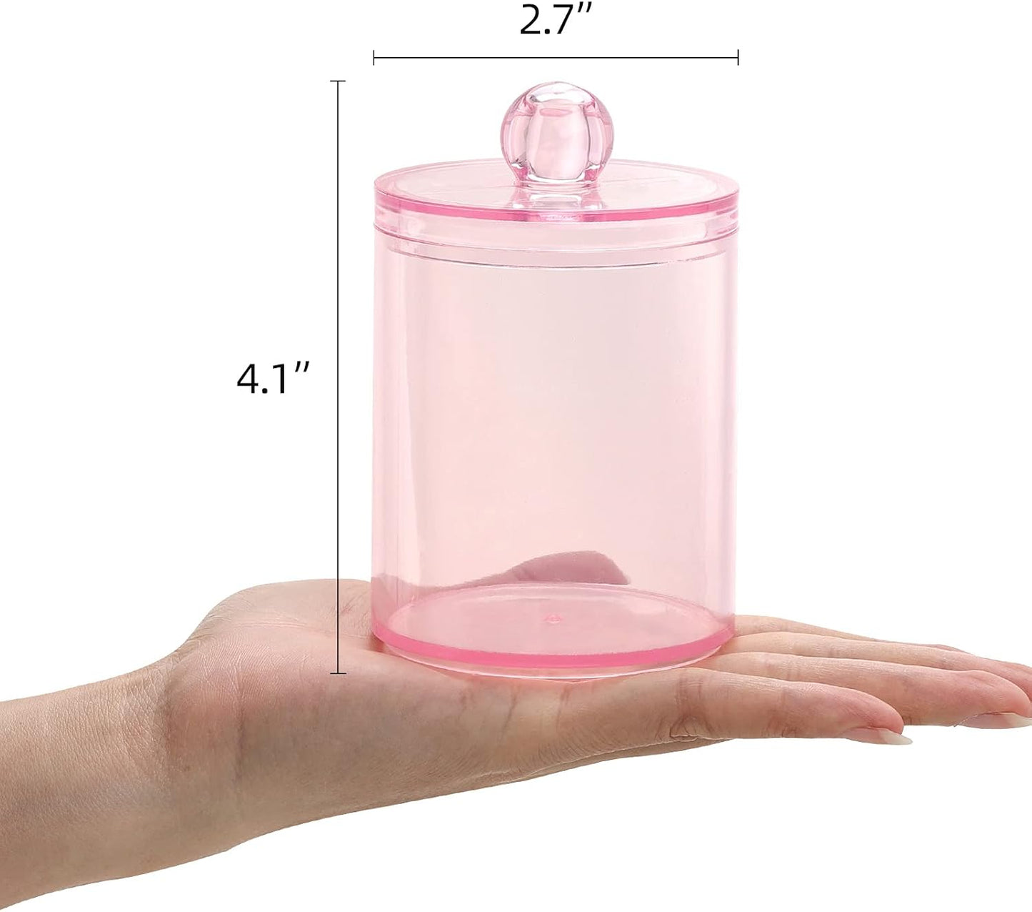 Tbestmax 6 Pack Qtip Holder, 10-Ounce Apothecary Jars with Lids for Cotton Ball Swab Pad Dispenser, Bathroom Canisters Organizer (Pink)